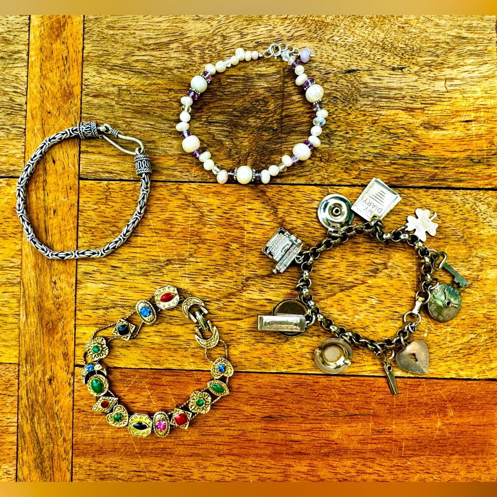 Boho Bundle: 4 Bracelets - Fun Costume Jewelry Varying  Vintages and Styles